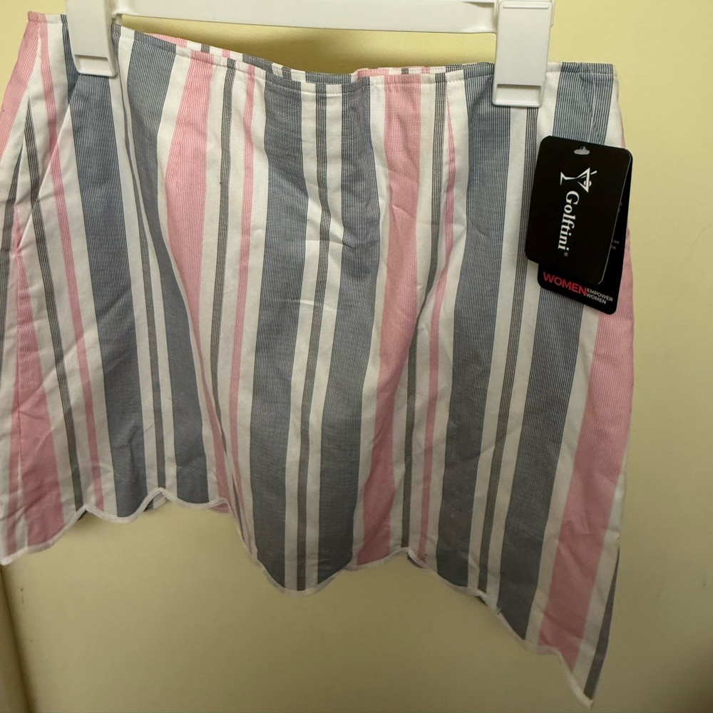 Golftini Asymmetrical Pink and Gray Striped Skort